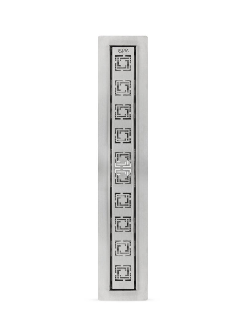 بيورا مصرف خطي للحمام ستانلس ستيل 304 بمخرج جانبي افقي DN50 قناة تصريف ارضية للشاور مع غطاء قابل للازالة ومانع روائح ومصفاة شعر تصميم عصري تشطيب فضي متعدد المقاسات - Image 2